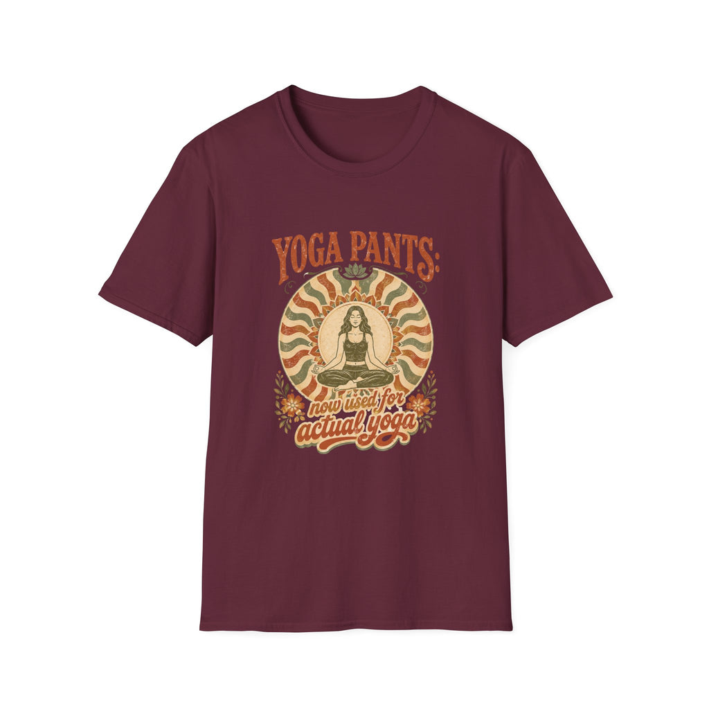 T-Shirt — "Yoga Pants: Now with Actual Yoga" Retro Boho Yoga Tee
