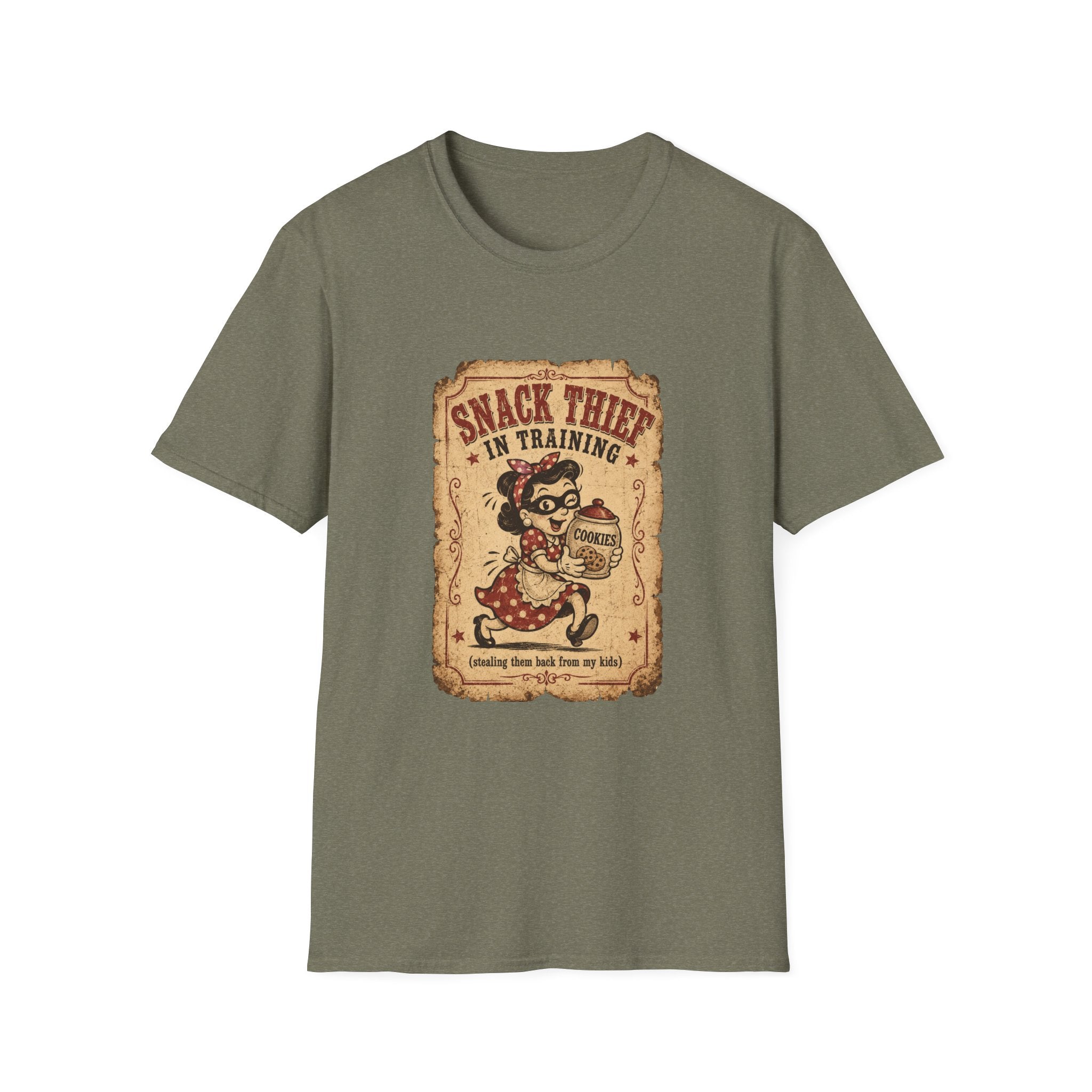 Snack Thief T-Shirt — Funny Retro Cookie Lover Tee ("Snack Thief in Training")