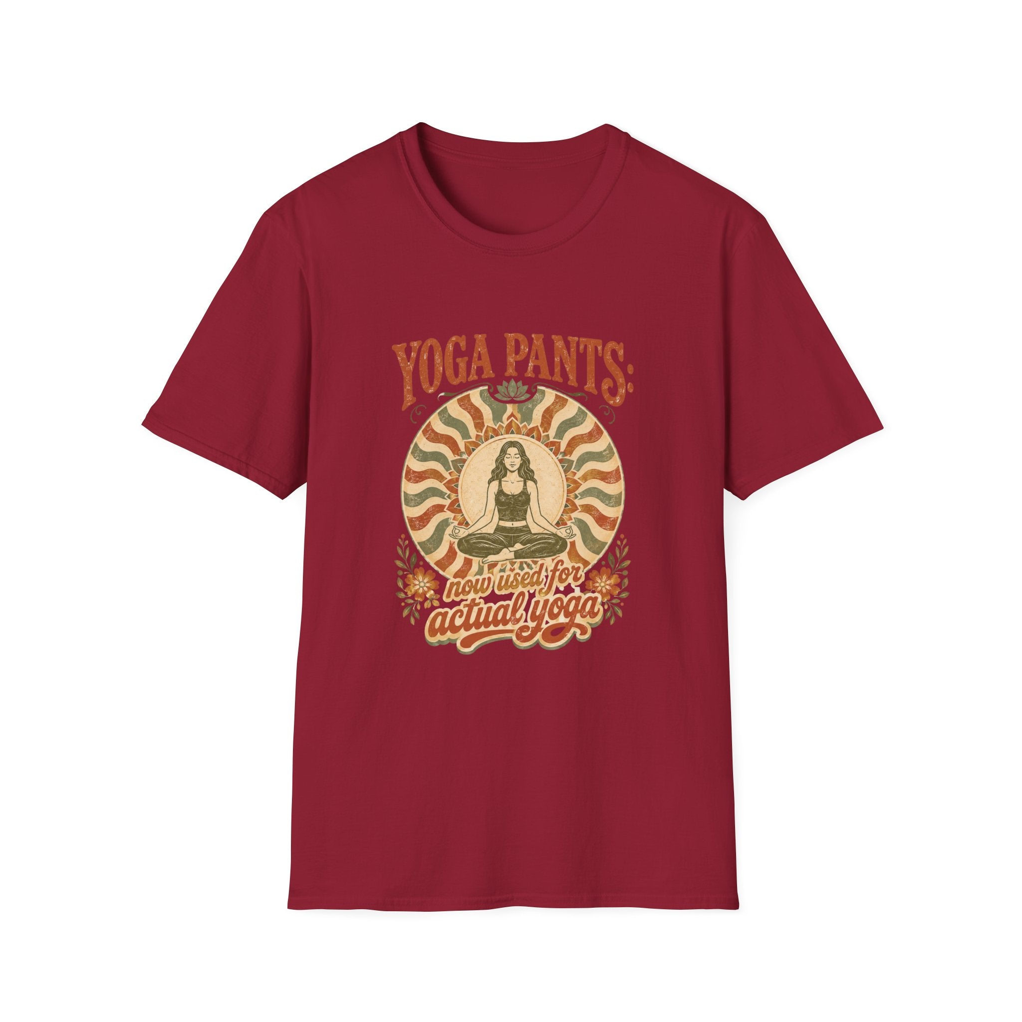 T-Shirt — "Yoga Pants: Now with Actual Yoga" Retro Boho Yoga Tee