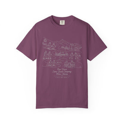 Adventure Map T-Shirt — Minimal Hand-Drawn Wilderness Graphic