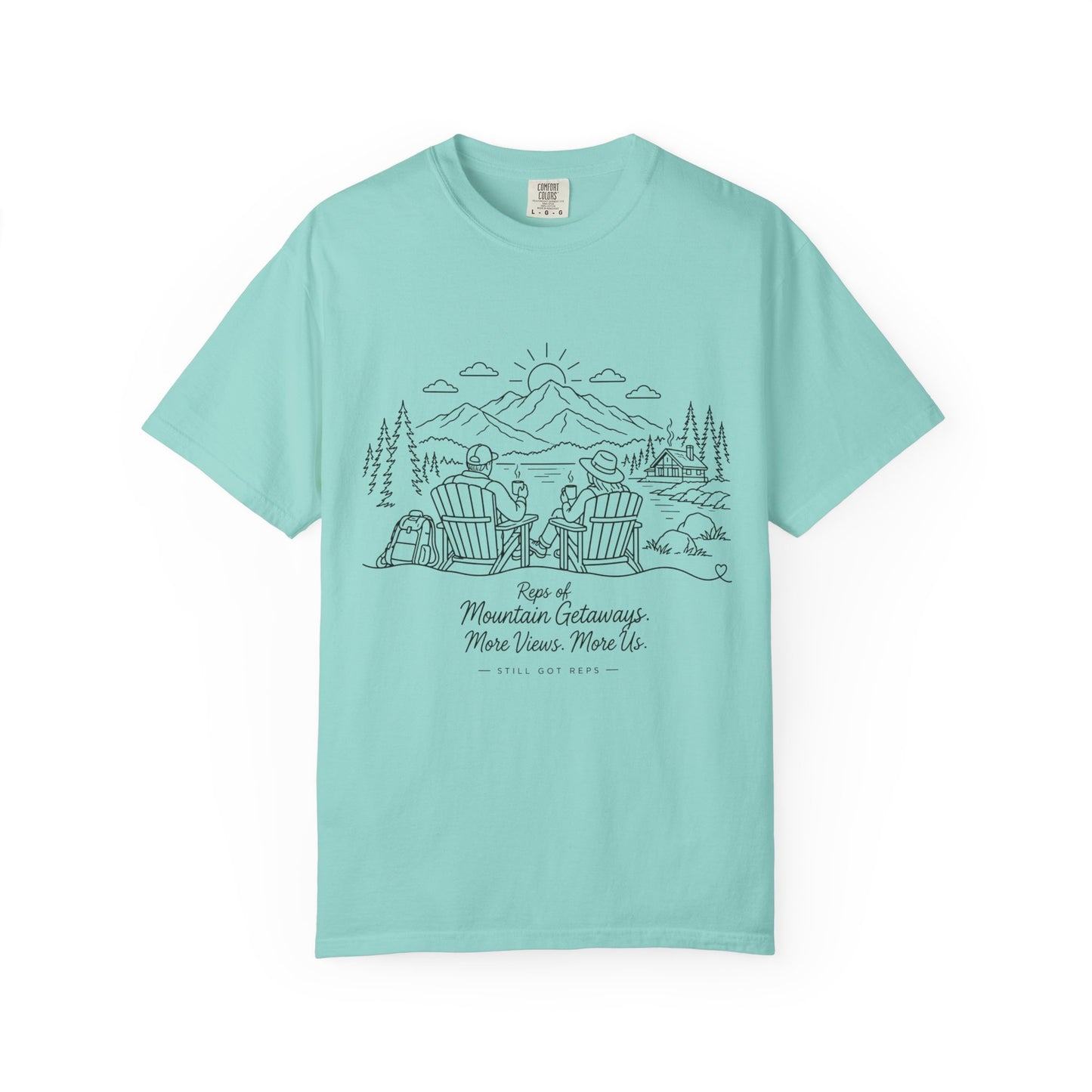 Mountain Getaway T-Shirt — 'Views of Mountain Challenge: More Views, More Life' Scenic Camp Shirt