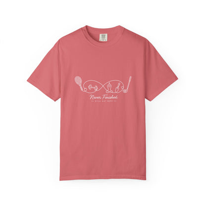 Adventure Series, Tennis Infinity Graphic T-Shirt — "Never Finished" Casual Tee
