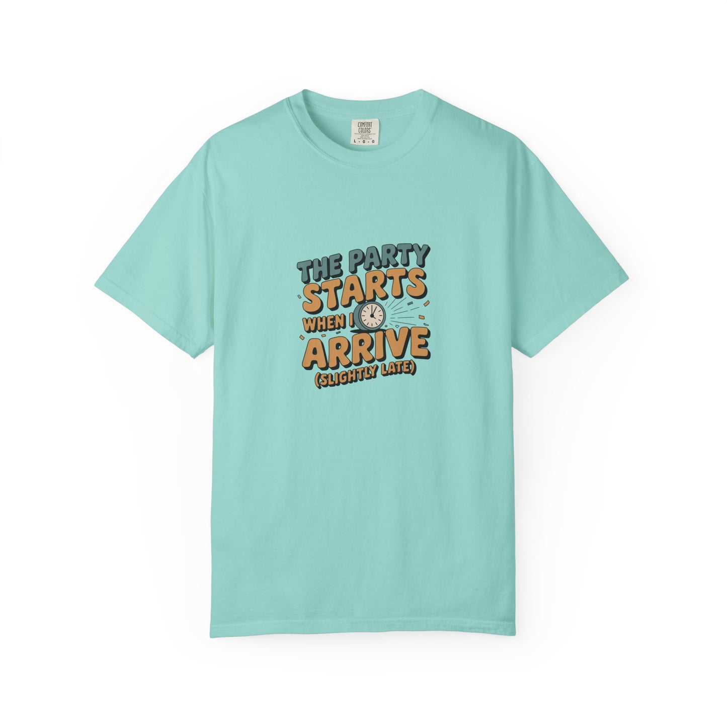 T-Shirt — “The Party Starts When I Arrive” Funny Graphic Tee (Retro Doughnut Design)