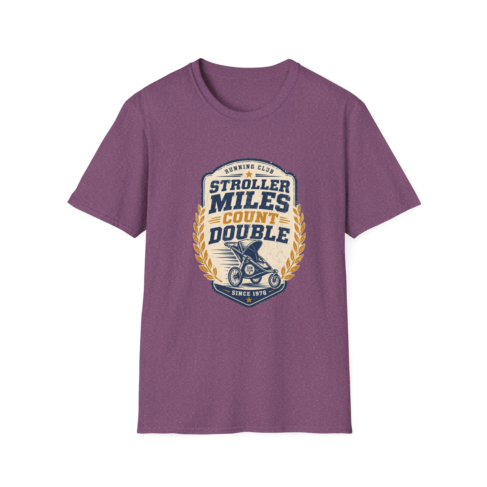 Stroller Miles Count Double T-Shirt — Funny Running Club Mom Tee