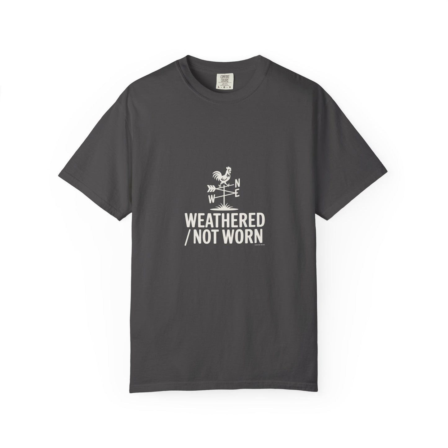 Weathered Not Worn T-Shirt — Vintage Compass Rooster Graphic
