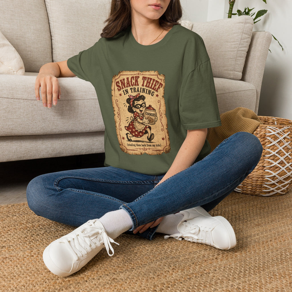 Snack Thief T-Shirt — Funny Retro Cookie Lover Tee ("Snack Thief in Training")