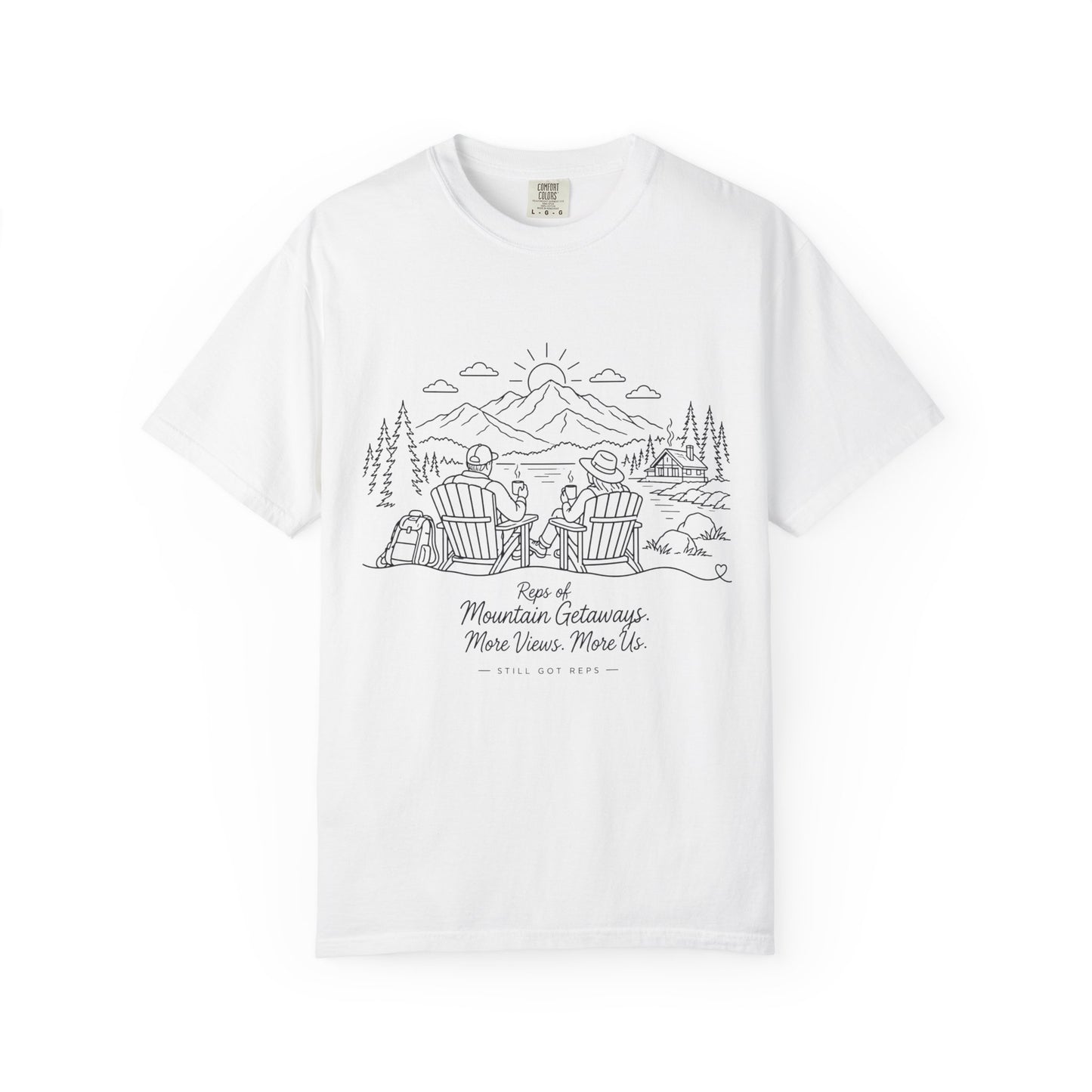 Mountain Getaway T-Shirt — 'Views of Mountain Challenge: More Views, More Life' Scenic Camp Shirt