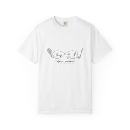 Adventure Series, Tennis Infinity Graphic T-Shirt — "Never Finished" Casual Tee