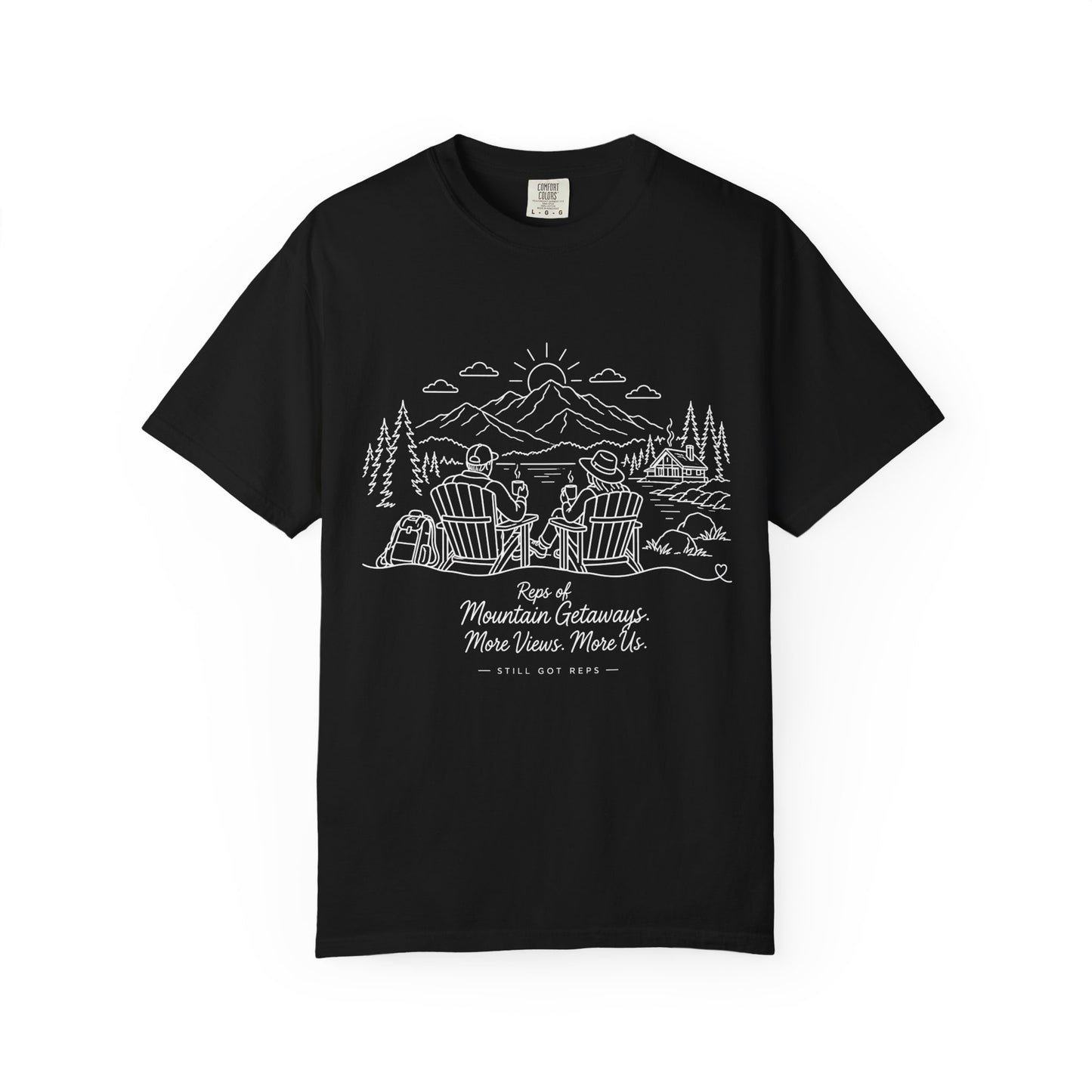 Mountain Getaway T-Shirt — 'Views of Mountain Challenge: More Views, More Life' Scenic Camp Shirt