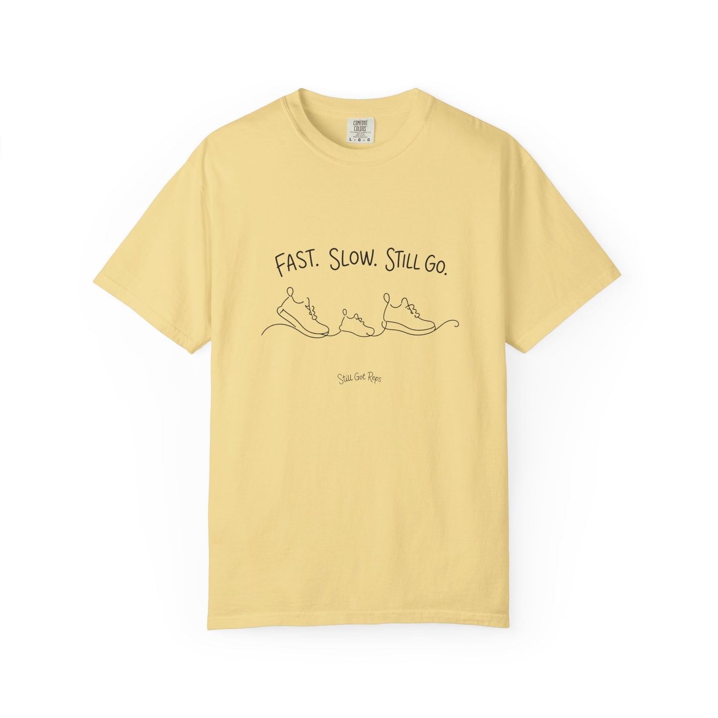 Adventure Series, T-Shirt — "Fast. Slow. Still Go." Minimal Runner Sketch Tee