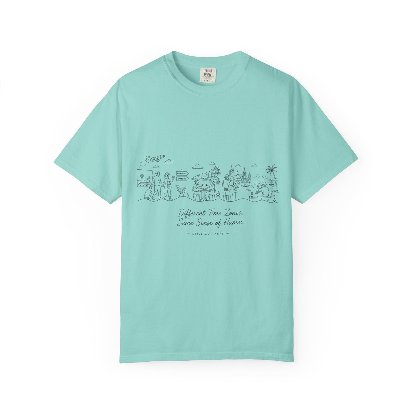 City Sketch Tee — Minimal White Garment-Dyed T-Shirt with Subtle Skyline Design