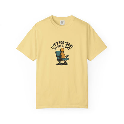 T-Shirt - "Life's Too Short to Sit It Out" Rocking Chair Graphic Tee