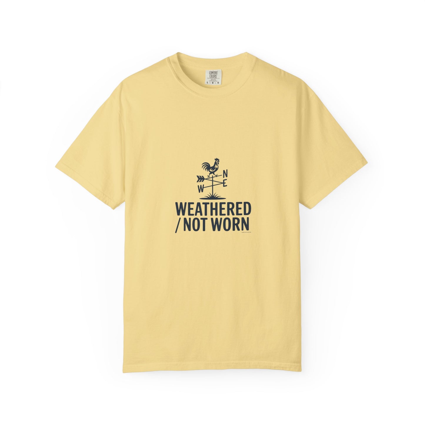 Weathered Not Worn T-Shirt — Vintage Compass Rooster Graphic