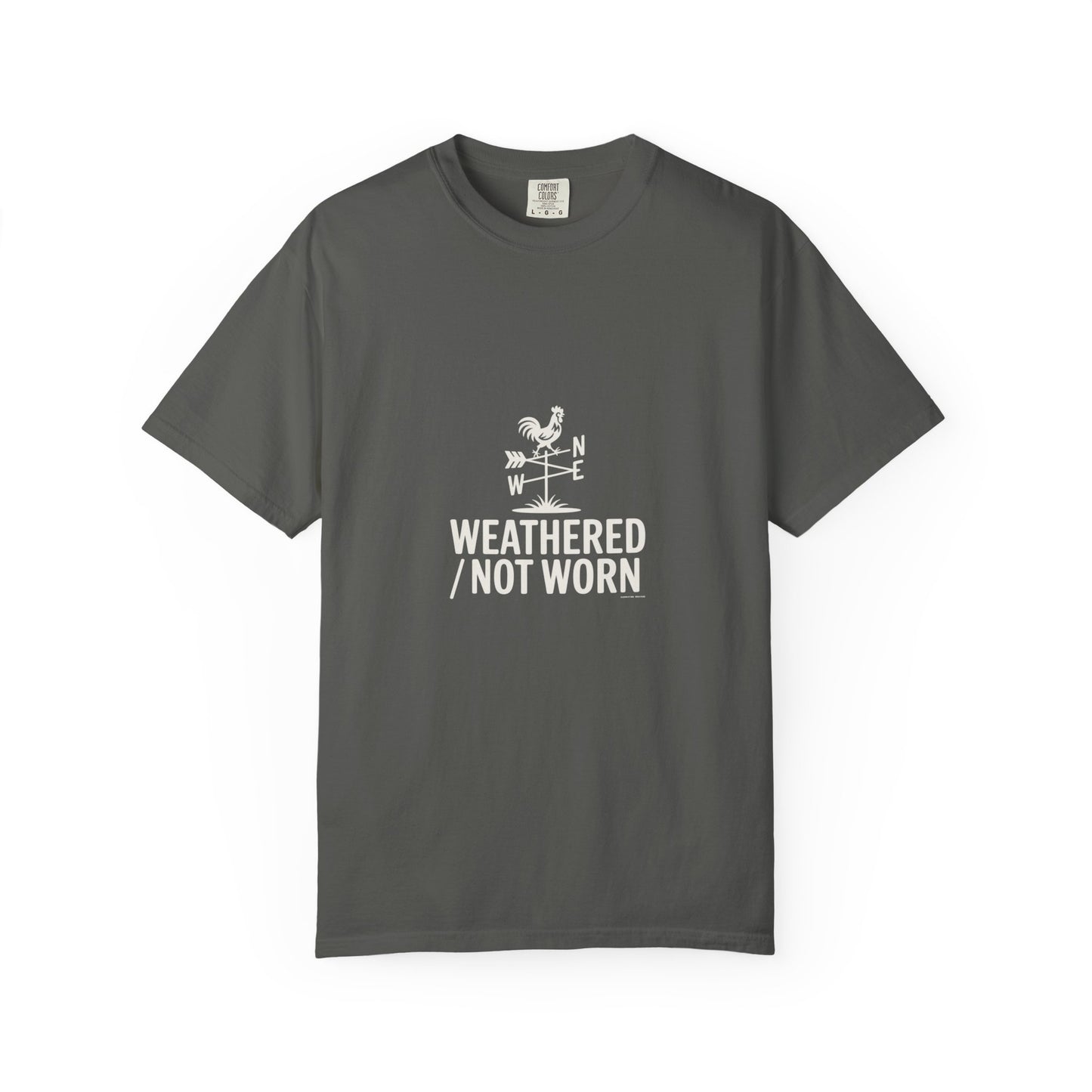 Weathered Not Worn T-Shirt — Vintage Compass Rooster Graphic