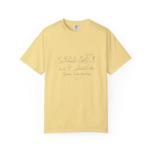 Sketchy Beach Scene T-Shirt — "Together in the Sand" Minimal Graphic Tee