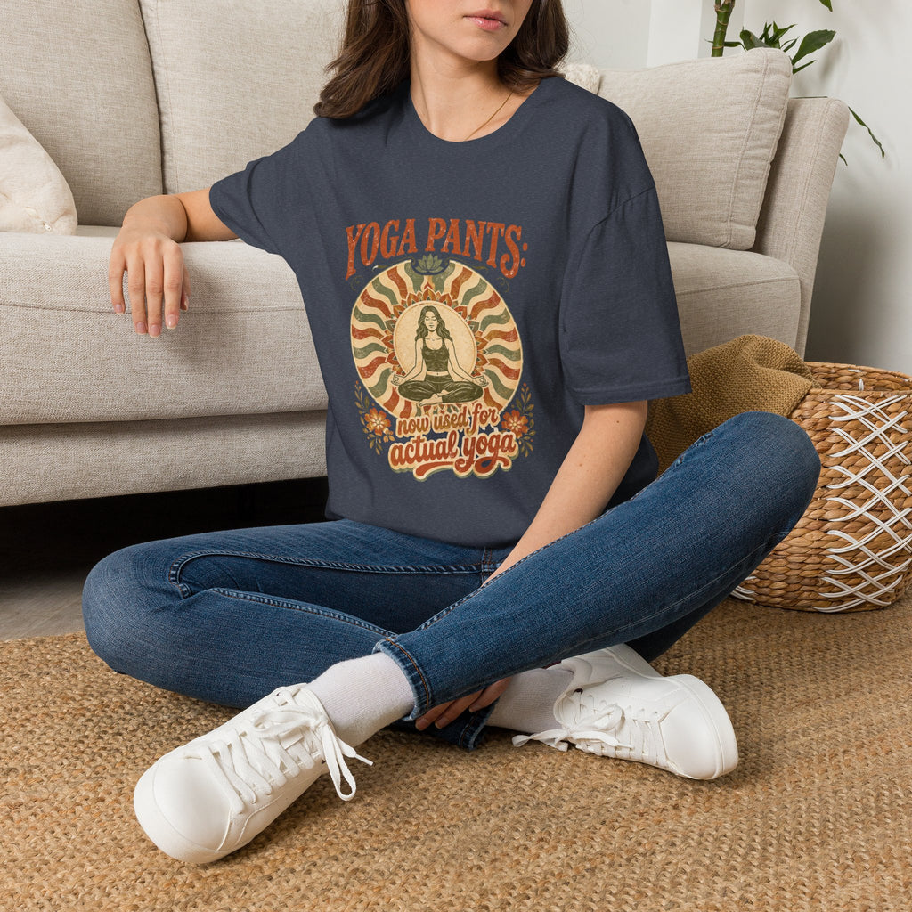 T-Shirt — "Yoga Pants: Now with Actual Yoga" Retro Boho Yoga Tee