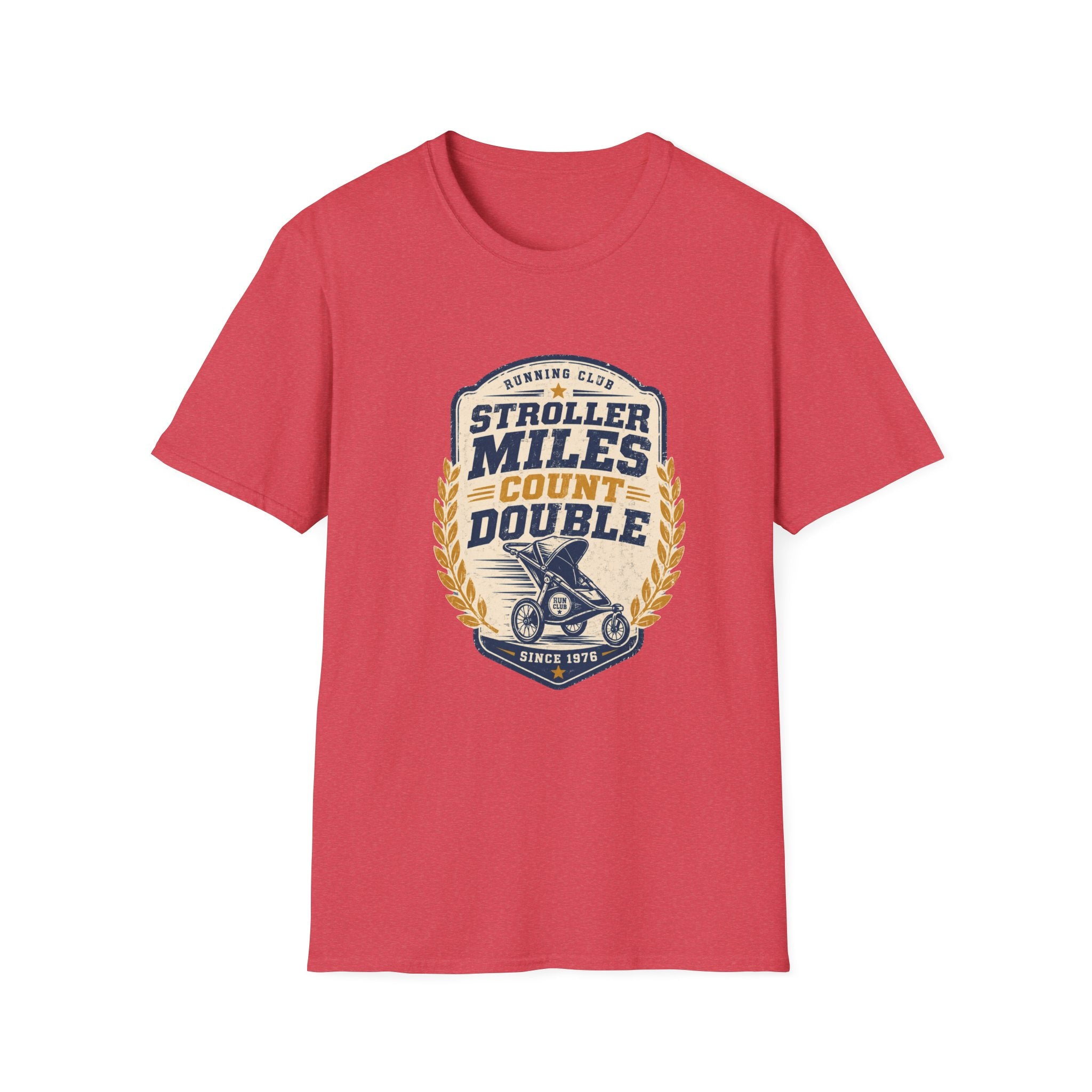 Stroller Miles Count Double T-Shirt — Funny Running Club Mom Tee