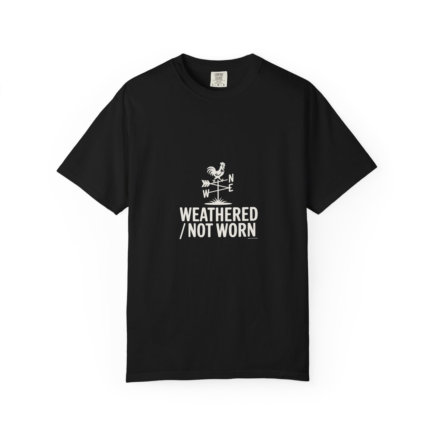 Weathered Not Worn T-Shirt — Vintage Compass Rooster Graphic
