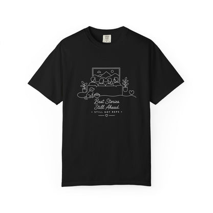 Adventure Series, T-Shirt — 'Best Season Starts Ahead' Minimal Line Art Landscape Tee