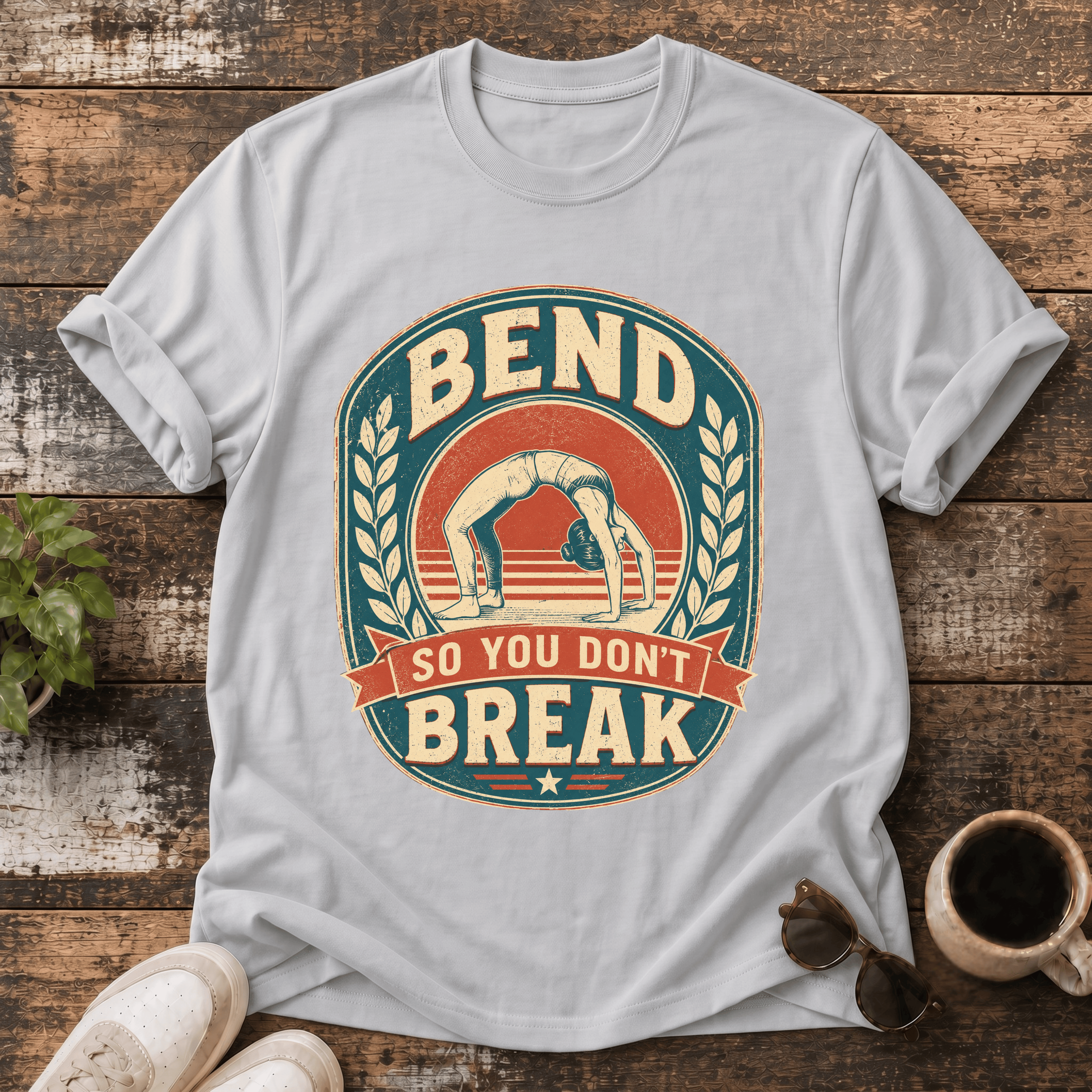 T-Shirt — 'BEND So You Don't BREAK' Retro Flexibility Yoga Tee