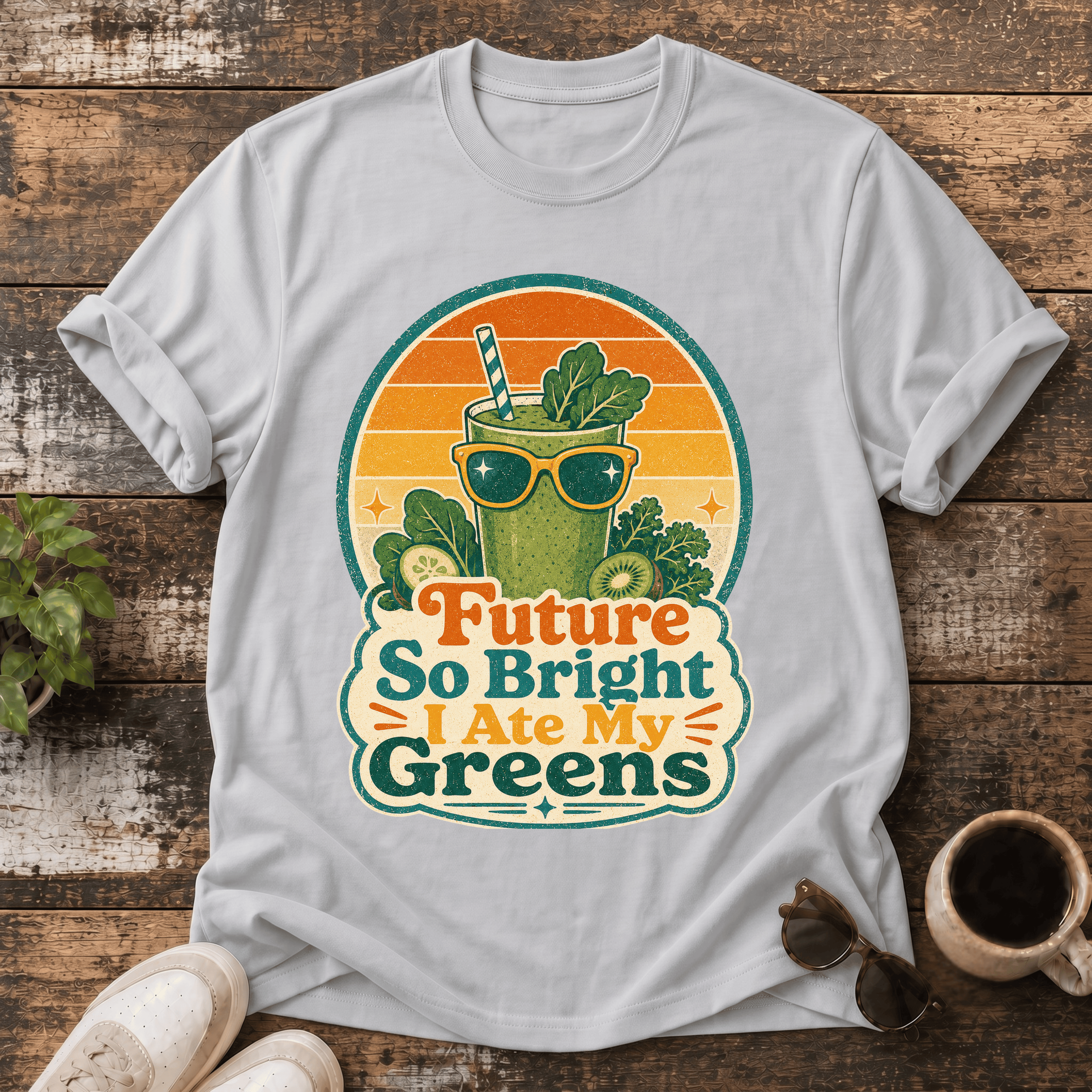 T-Shirt — "Future So Bright I Ate My Greens" Retro Veggie Graphic Tee