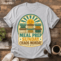 Meal Prep T-Shirt — “Meal Prep Sunday, Chaos Monday” Retro Kitchen Graphic