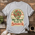 T-Shirt — "My Blood Type Is Snack" Retro Fruit Graphic Tee