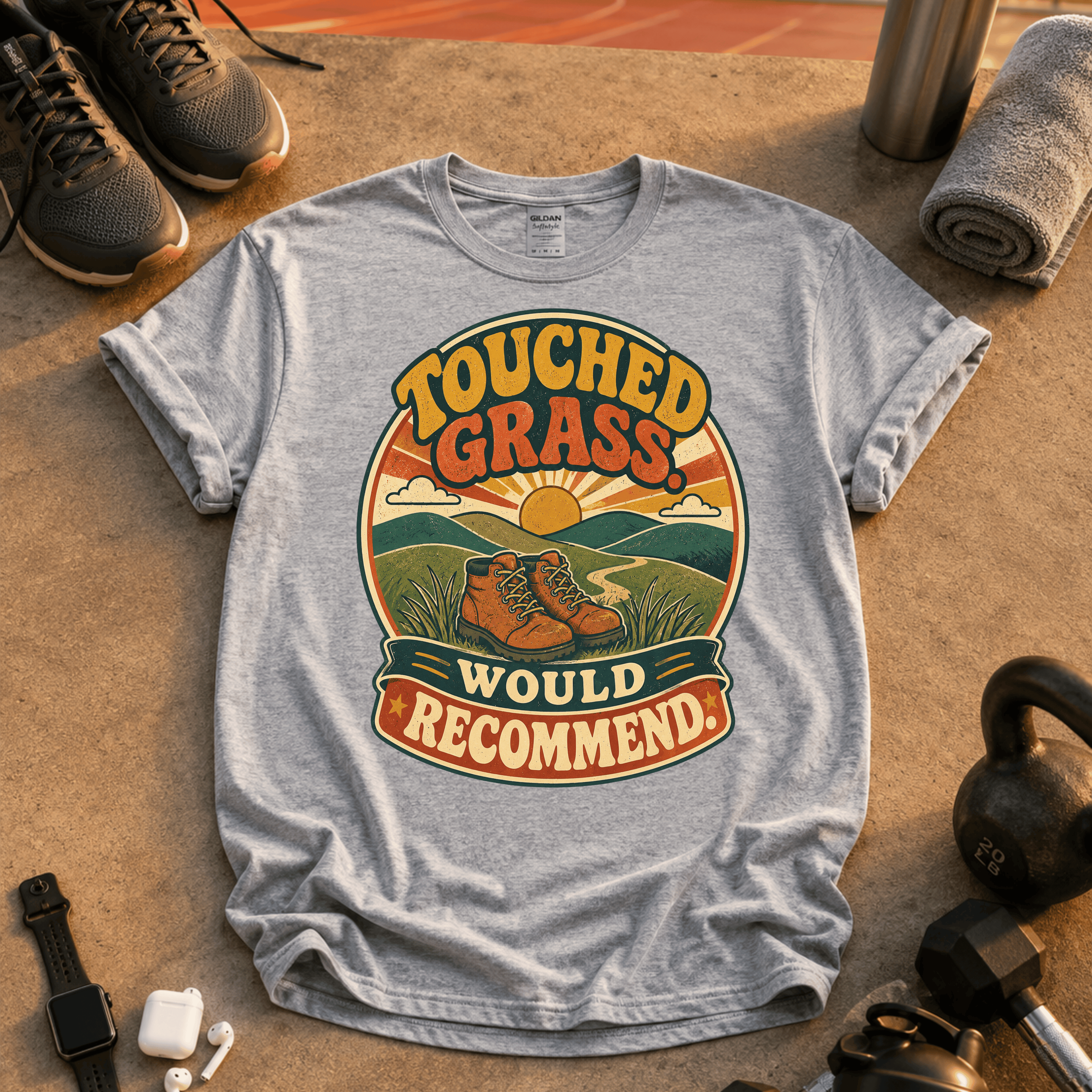 Touched Grass Graphic Tee — Retro Outdoor Nature Shirt
